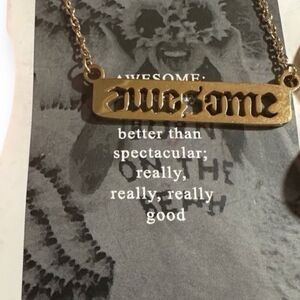 JAECI Women’s Gold Reversible AWESOME Cutout Bar Necklace